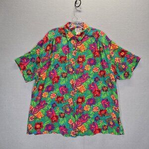 Stefano International VTG Hawaiian Tropical Shirt Size 14/16 Colorful